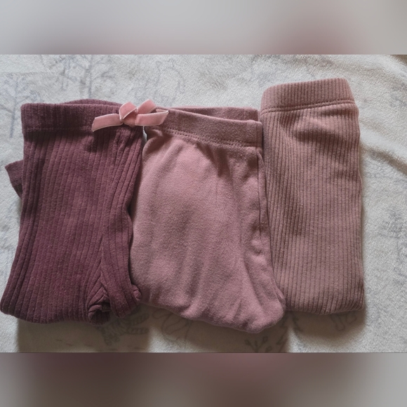 0-3 Baby Leggings Set - Dark Pink, Light Pink, Pink - Picture 2 of 5
